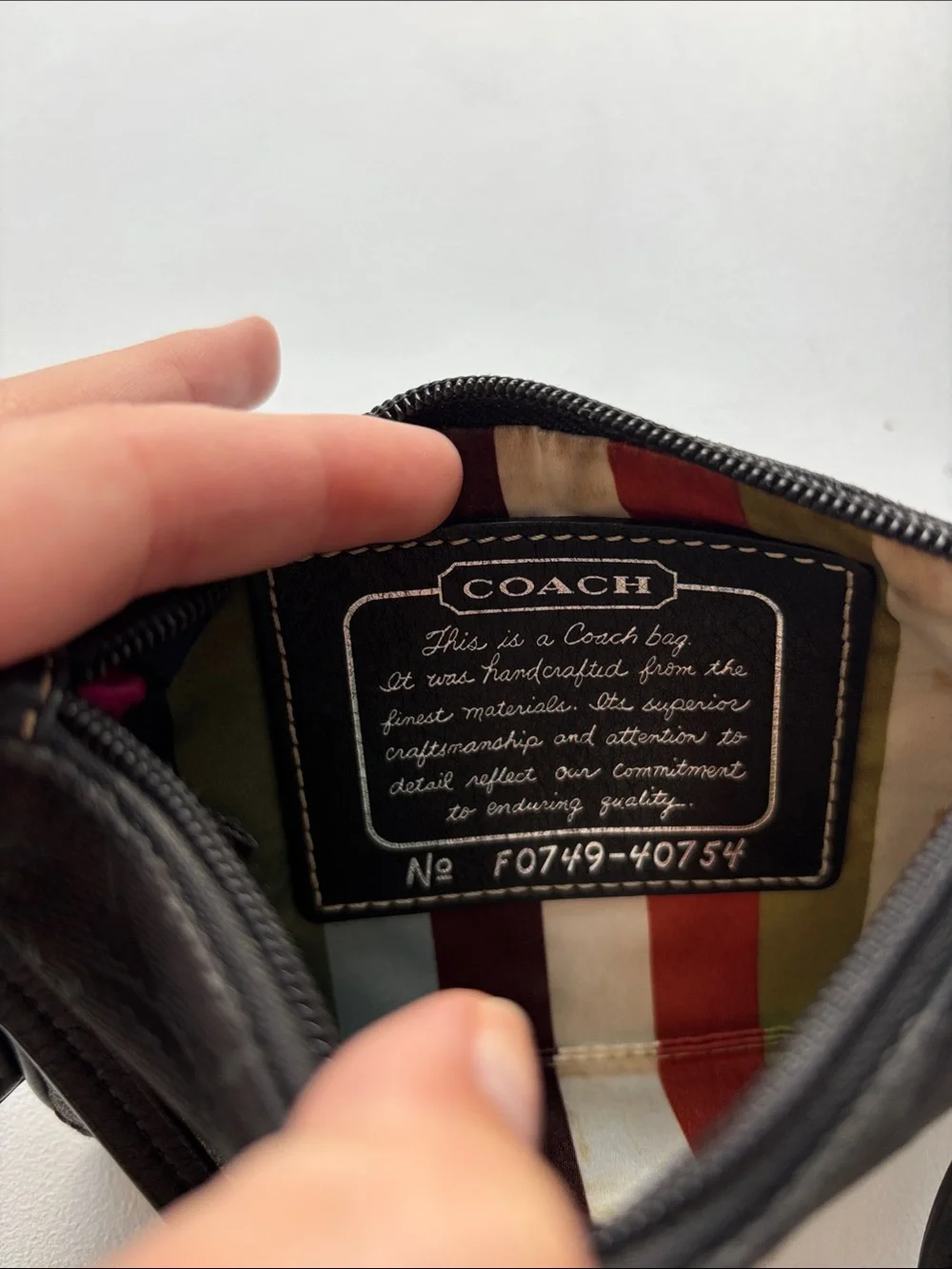 Coach Black Signature Legacy Stripe Wristlet